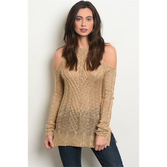 Cold Shoulder Cutout Long Sleeve Sweater - Picture 1 of 7